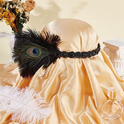 Alloy & Rubber & Rhinestone & Feathers & Seed Glass & Plastic Headbands OHAR-WH20011-15A-1