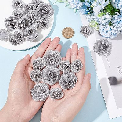 3D Rose Flower Polyester Computerized Embroidered Ornament Accessories DIY-NB0008-21B-1
