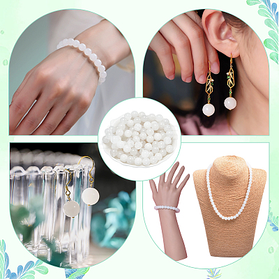 Round Natural White Jade Beads Strands G-NB0005-14A-1