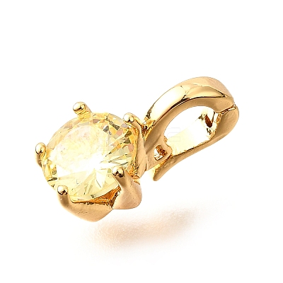 Brass Micro Pave Cubic Zirconia Charms KK-D356-05B-G-1