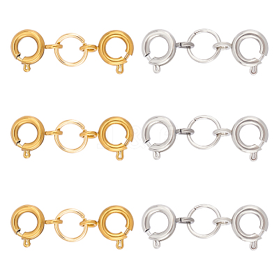 6Pcs 2 Colors 304 Stainless Steel Spring Ring Clasps FIND-AB00013-1