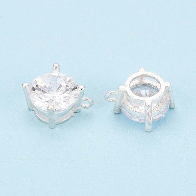 925 Sterling Silver Micro Pave Clear Cubic Zirconia Charms STER-N017-17C-S-1