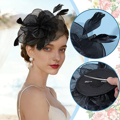 Organza Hat Hair Clips and Hair Bands for Women OHAR-WH0034-37-1