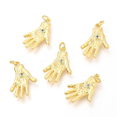 Brass Micro Pave Royal Blue Cubic Zirconia Pendants X-ZIRC-O036-03G-1
