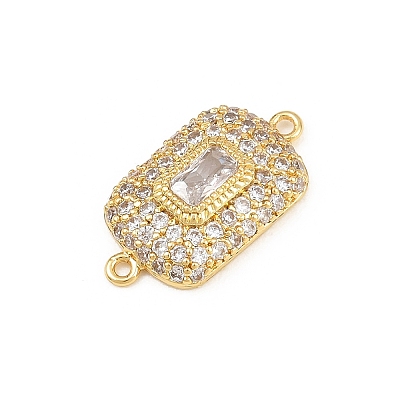 Brass Micro Pave Cubic Zirconia Connector Charms CU-CBAAB9C-01G-02-1