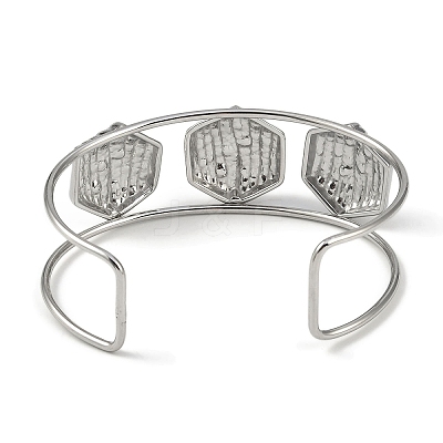 Non-Tarnish 304 Stainless Steel Wide Textured Open Cuff Bangles BJEW-Q348-05P-02-1