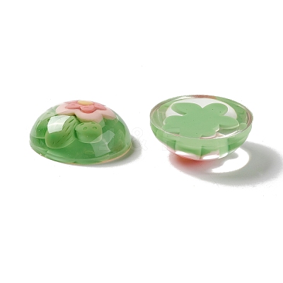 Transparent Flower Resin Cabochons RESI-G034-B05-1