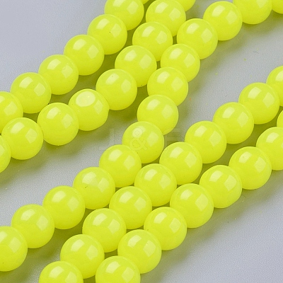 Imitation Jade Glass Round Beads Strands X-DGLA-S076-8mm-09-1