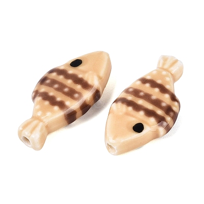 Hand Painted Fish Shaped Porcelain Beads PORC-N013-06E-1