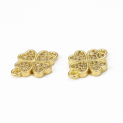 Brass Micro Pave Clear Cubic Zirconia Connector Charms KK-E068-VB338-1