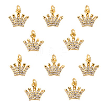10Pcs Brass Micro Pave Clear Cubic Zirconia Charms ZIRC-SZ0002-06-1