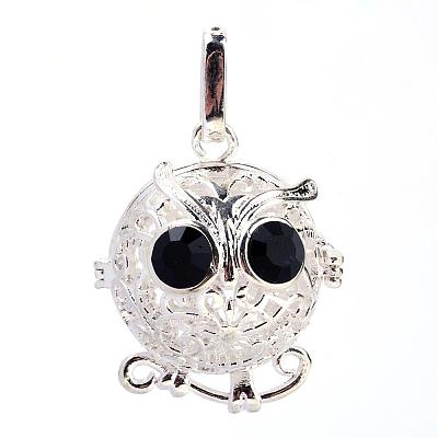 Rack Plating Brass Cage Pendants KK-S751-028S-1
