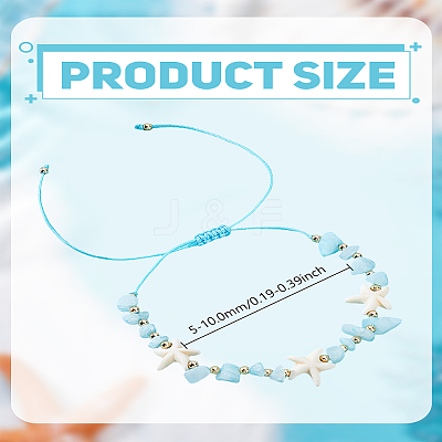 1Pc Natural Aquamarine Braided Bead Bracelets BJEW-LP0003-26A-1
