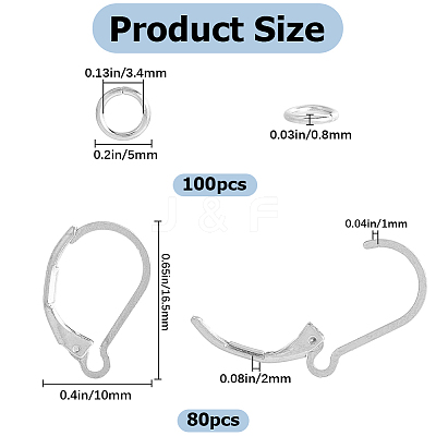 80Pcs 304 Stainless Steel Leverback Earring Findings STAS-SP0001-18P-1