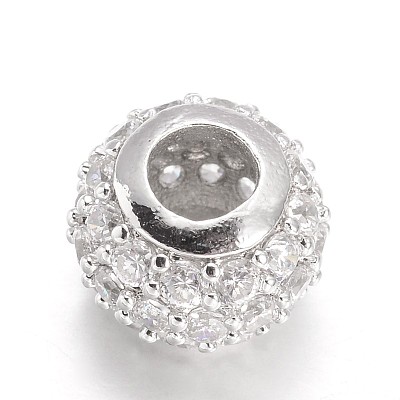 Rondelle Brass Micro Pave Cubic Zirconia Beads KK-L134-30-1