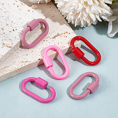 5Pcs 5 Styles Baking Paint Alloy Screw Locking Carabiners FIND-DR0002-40-1