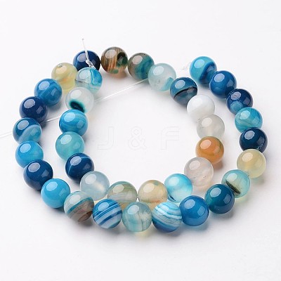 Natural Striped Agate/Banded Agate Beads Strands X-G-D845-01E-8mm-1