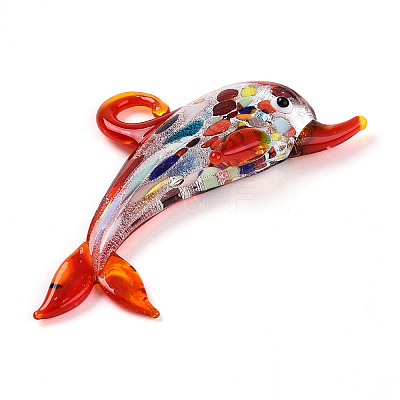 Handmade Silver Foil Lampwork Big Pendants LAMP-T023-13E-1