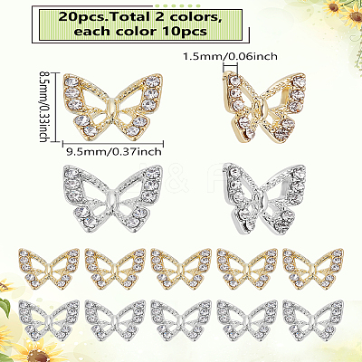20Pcs 2 Colors Alloy Rhinestone Cabochons FIND-LP0003-64-1