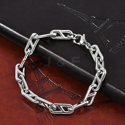304 Stainless Steel Oval Link  Chain Bracelets for Women Men BJEW-F488-49B-P-1