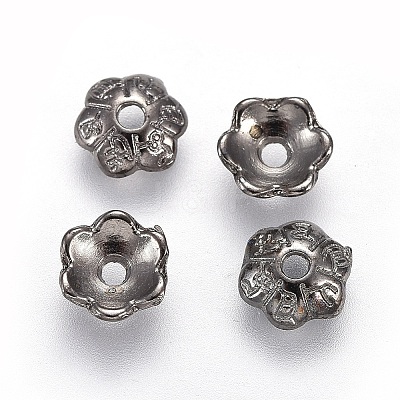 6-Petal Tibetan Style Alloy Flower Bead Caps TIBE-S220-B-RS-1