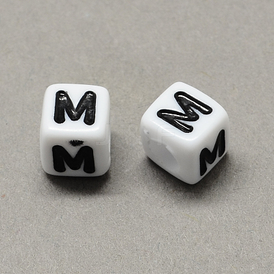 Large Hole Acrylic Letter European Beads SACR-Q103-7mm-01M-1