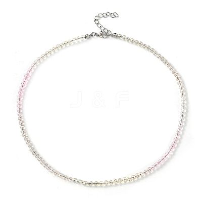 Bling Glass Round Beaded Necklace for Women NJEW-PH01490-01-1