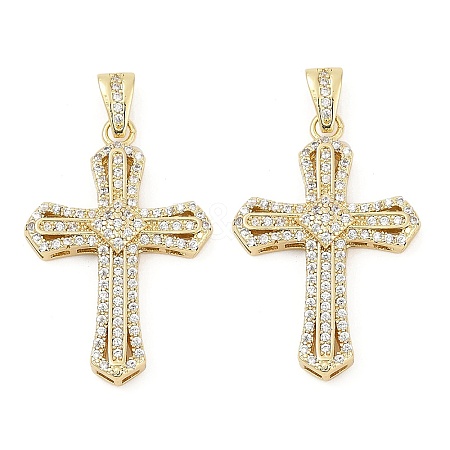 Brass Micro Pave Cubic Zirconia Pendants KK-U058-14G-1