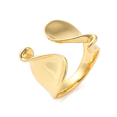 Irregular Brass Open Cuff Rings for Women RJEW-A046-09G-1