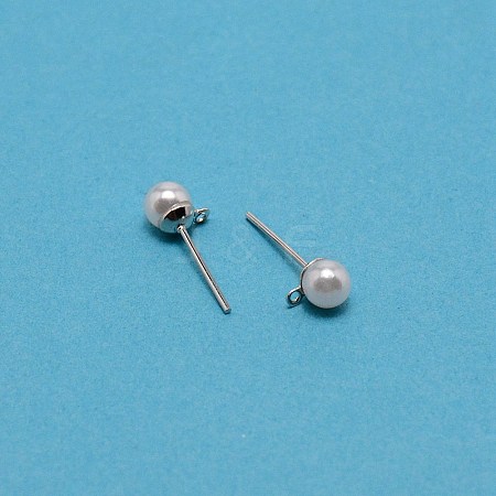 Iron Stud Earring Findings STAS-WH0029-02A-02-1-1