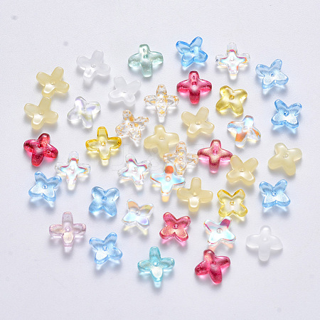 Transparent Spray Painted Glass Beads GLAA-R211-06-1