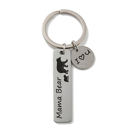 Mother's Day Gift 201 Stainless Steel Word Mama Bear Keychains KEYC-E040-01P-04-1