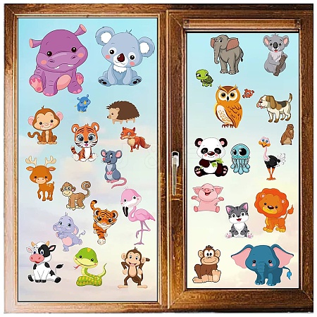 8 Sheets 8 Styles Animal PVC Waterproof Wall Stickers DIY-WH0345-092-1