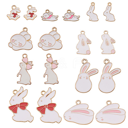 Alloy Enamel Bunny Pendants ENAM-CJ0001-36-1