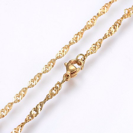 304 Stainless Steel Singapore Chain Necklaces MAK-L015-25E-1