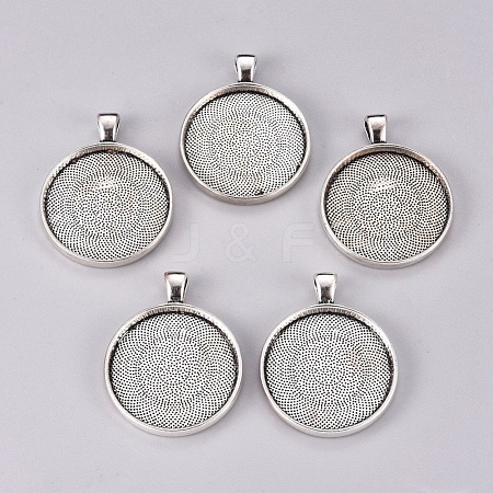 Alloy Pendant Cabochon Settings PALLOY-A13349-AS-NR-1
