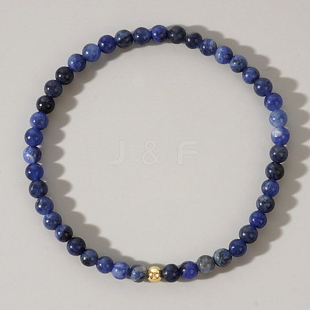 Natural Sodalite Round Beaded Stretch Bohemian Bracelets OI9972-9-1