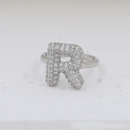 Brass Micro Pave Clear Cubic Zirconia Cuff Rings FS-WG17FF6-18-1