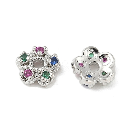 Brass Micro Pave Colorful Cubic Zirconia Bead Caps KK-V015-07P-1