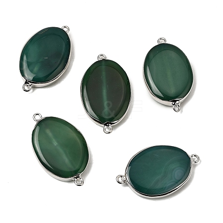 Natural Agate(Dyed & Heated) Oval Links Connector Charms G-P614-06P-05-1