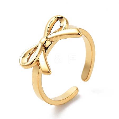 304 Stainless Steel Open Cuff Rings for Women X-RJEW-Z044-01G-02-1