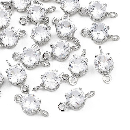 SHEGRACE Brass Pave Cubic Zirconia Flat Round Connector Charms XGRQ2O361-435A-P-1