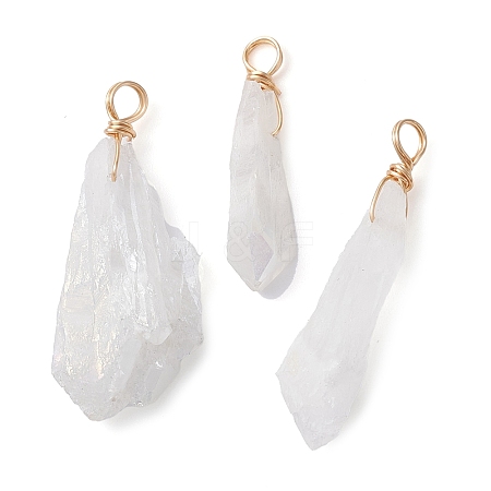 Electroplated Natural Quartz Crystal Dyed Pendants PALLOY-JF02325-01-1