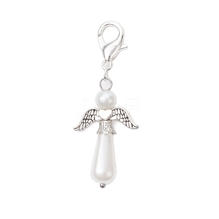 Angel Acrylic Imitation Pearl Pendant Decorations HJEW-JM02319-1