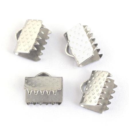 Tarnish Resistant 304 Stainless Steel Ribbon Crimp Ends STAS-S047-057-1