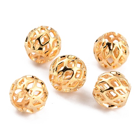 Long-Lasting Plated Hollowed Brass Beads KK-O133-002A-G-1