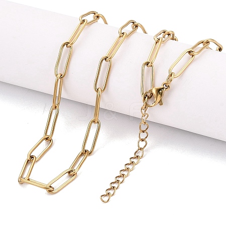 4MM Unisex 304 Stainless Steel Paperclip Chain Necklaces STAS-Q113-14G-04-1