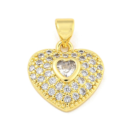 Heart Rack Plating Brass Micro Pave Cubic Zirconia Charms KK-Z053-17G-04-1