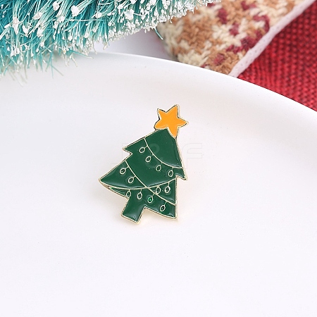 Christmas Alloy Enamel Pins AJEW-A056-05A-1