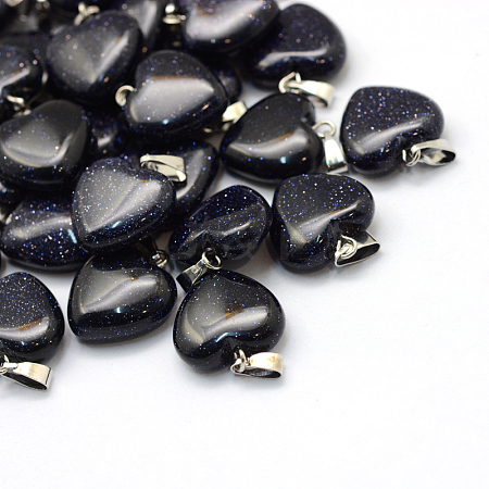 Heart Synthetic Blue Goldstone Pendants G-Q371-13-1